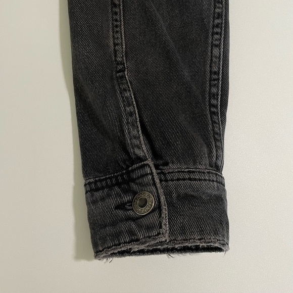 Free People Moonchild Distressed Denim Shirt Jacket Moon Dust Washed Black Small - Picture 13 of 16